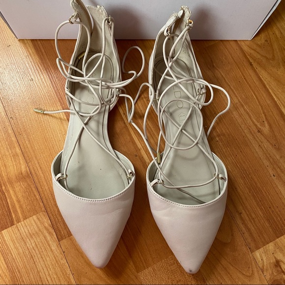 Lace Up Nude Flats - Picture 2 of 2